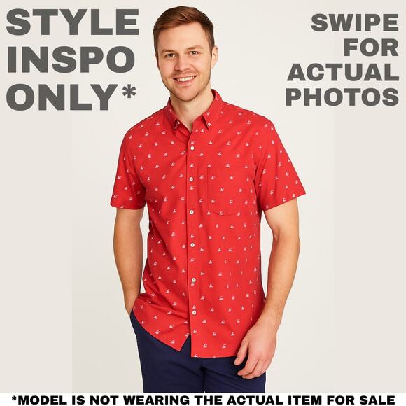 NWT Swiss Cross Button-Down w White Sailboats – Small [0032] - Picture 2 of 8